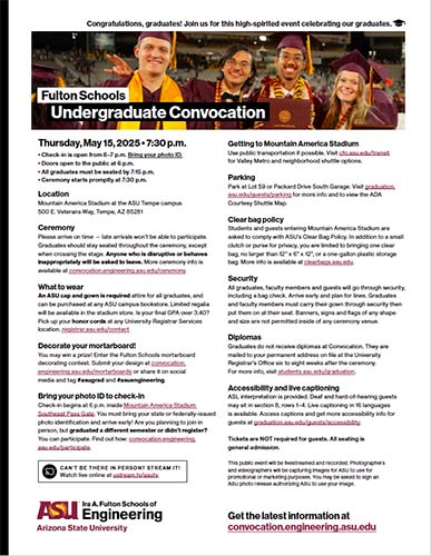 Thumbnail image of the spring 2025 undergraduate Convocation one page info sheet. Not meant to be read.